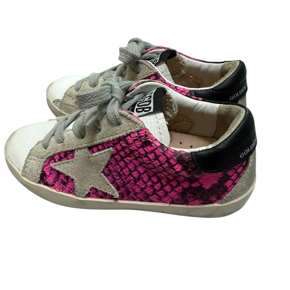 GOLDEN GOOSE Superstar Kids Fuchsia Snakeskin Sneakers - Size 25 / 8.5 - Picture 12 of 13